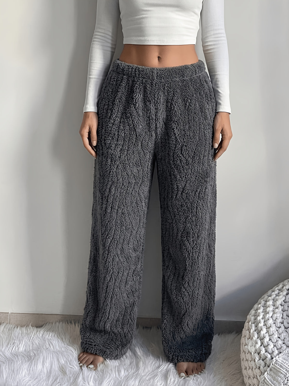 Fumo grey plush lounge pants